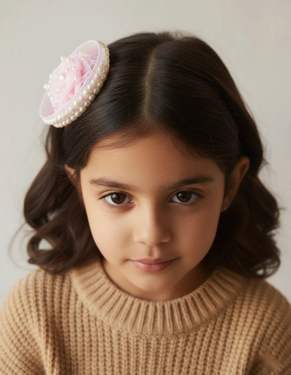 Sweet Blush Pearl Rose Birthday Hair Clip for Baby Girls - Choko