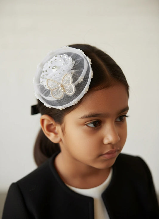 Choko Enchanted Butterfly Pearl Birthday Hair Clip for Baby Girls — White - Choko