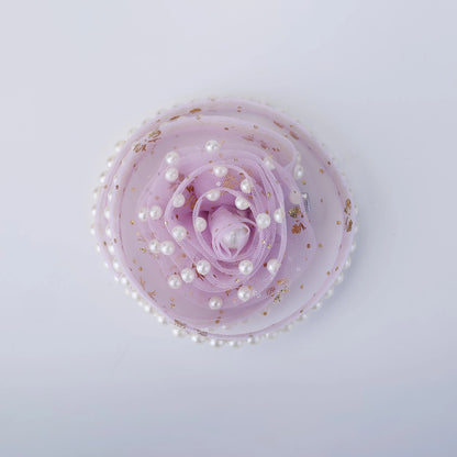 Choko Champagne Pearl Blossom Birthday Hair Clip for Baby Girls — Purple - Choko