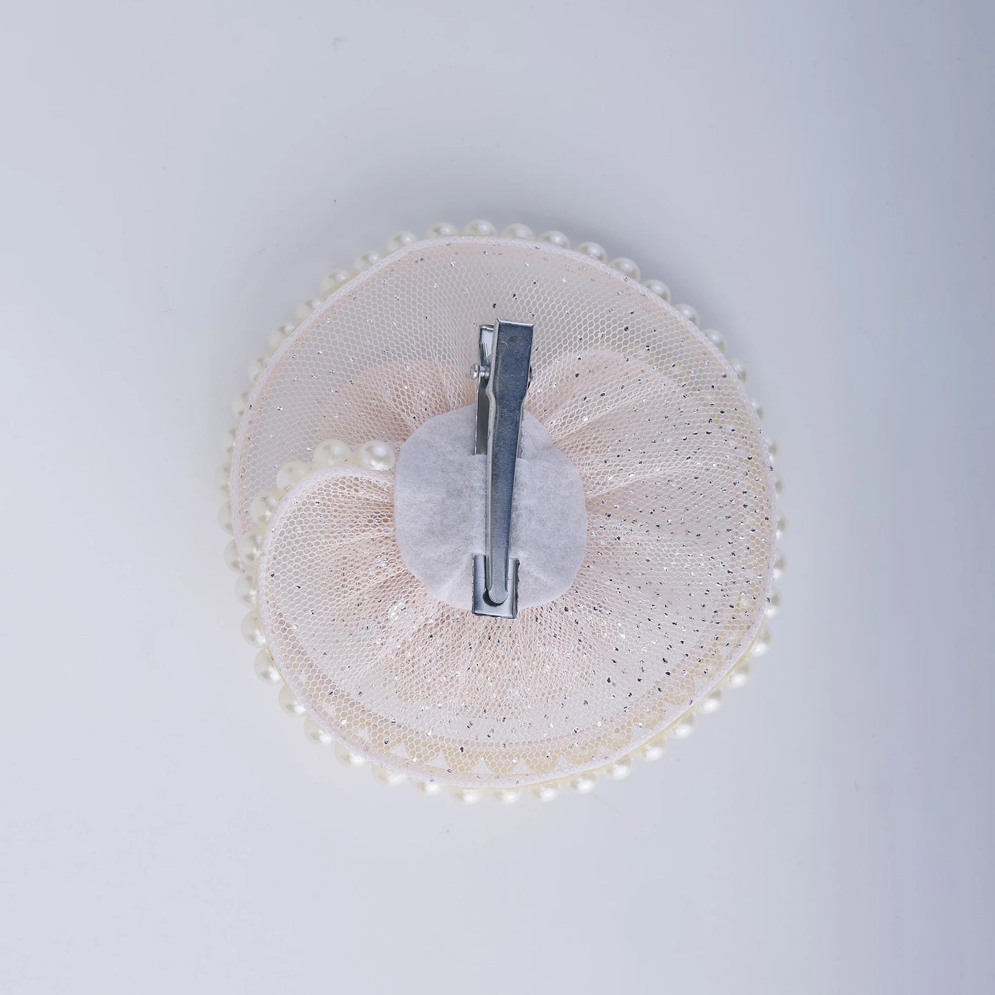 Choko Glittered Pearl Mesh Fascinator Hairclip for Girls — Peach - Choko