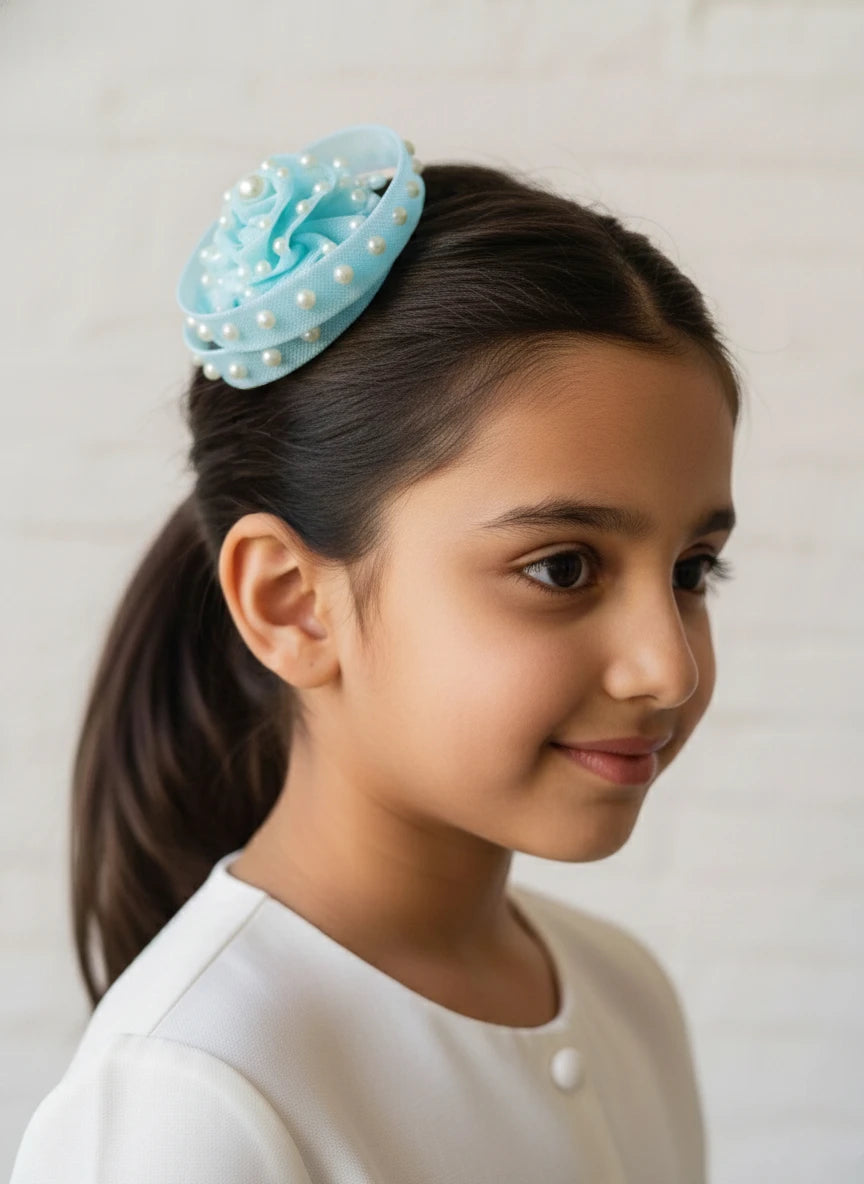 Choko Soft Blue Pearl Petal Hairclip for Baby Girls - Choko