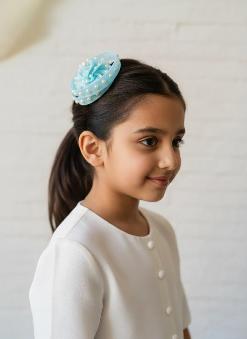 Choko Soft Blue Pearl Petal Hairclip for Baby Girls - Choko