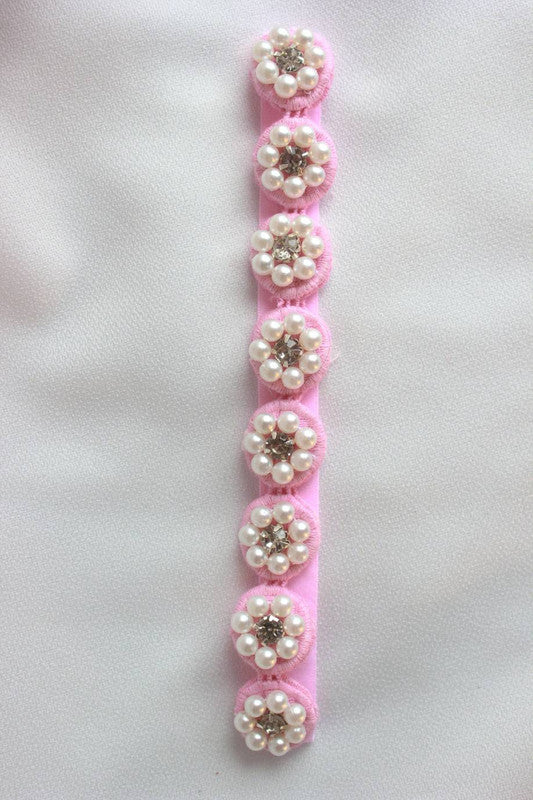 Pearl Flower Detailing Headband - Pink