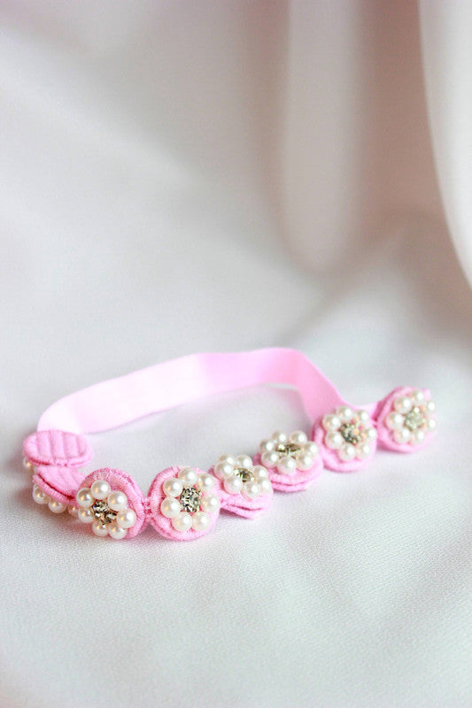 Pearl Flower Detailing Headband - Pink