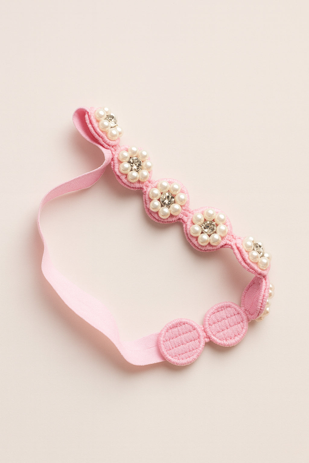 Choko Pearl Flower Detailing Headband for Baby Girls — Pink - Choko