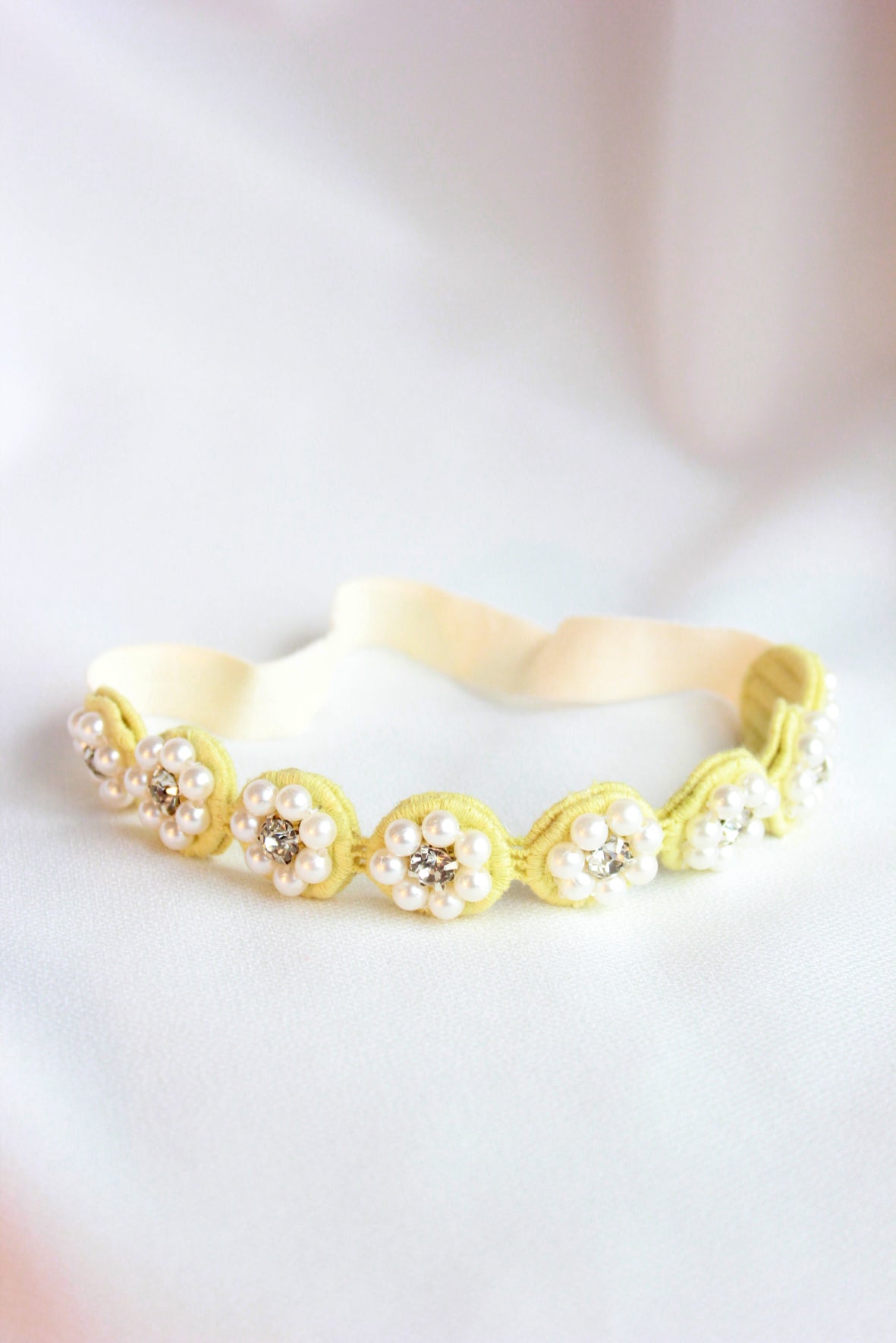 Choko Pearl Flower Detailing Headband for Baby Girls — Yellow - Choko