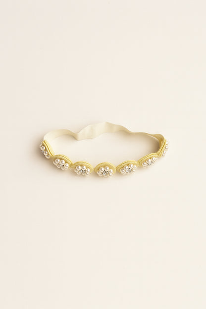 Choko Pearl Flower Detailing Headband for Baby Girls — Yellow - Choko