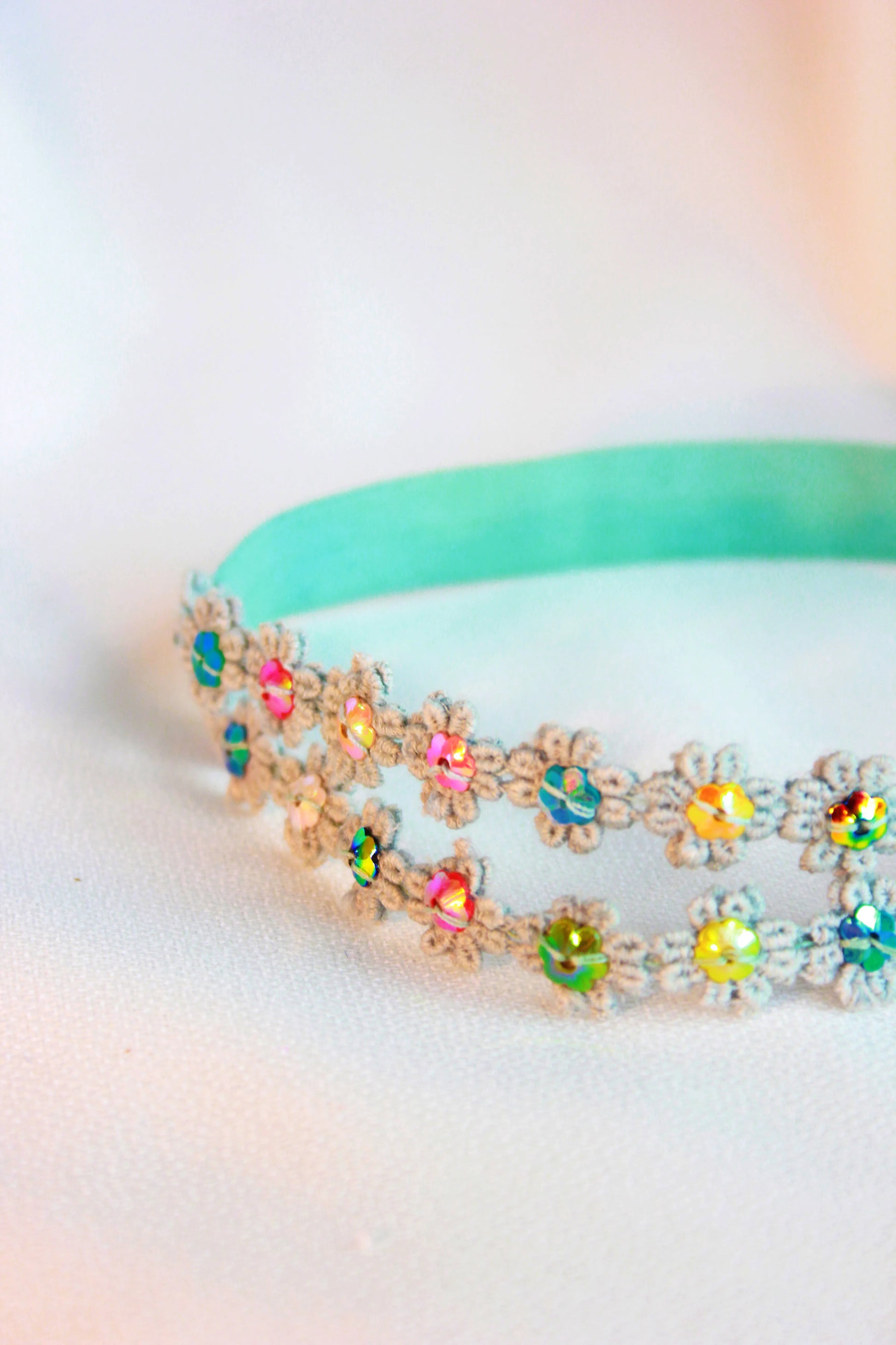 Choko Pearl Flower Detailing Headband for Baby Girls — Light Blue - Choko