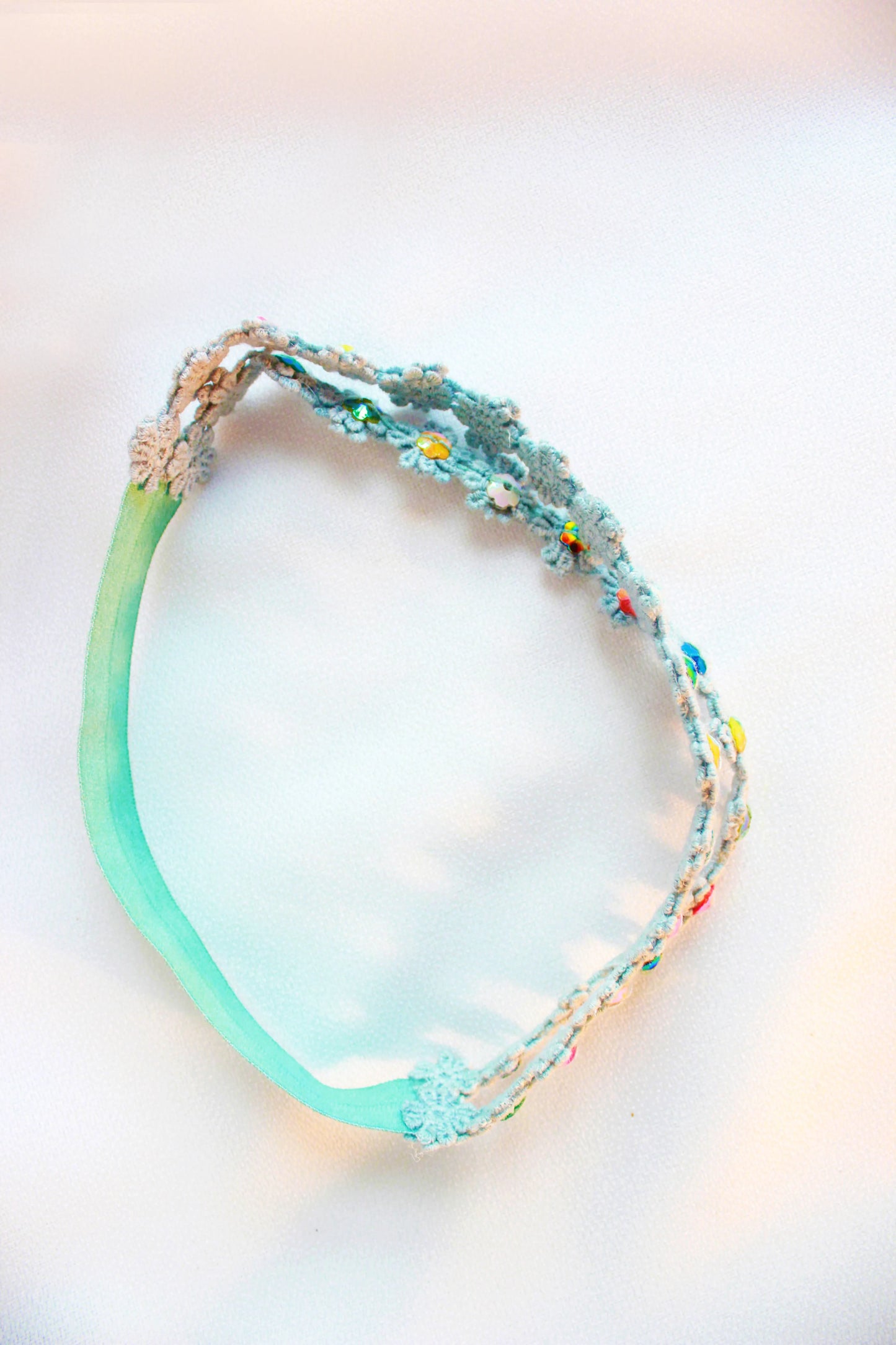 Choko Pearl Flower Detailing Headband for Baby Girls — Light Blue - Choko