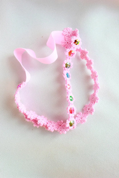 Choko Pearl Flower Detailing Headband for Baby Girls — Pink - Choko