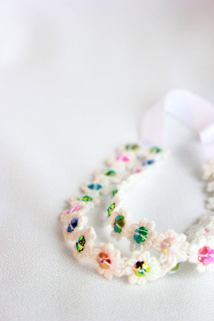 Choko Pearl Flower Detailing Headband for Baby Girls — White - Choko