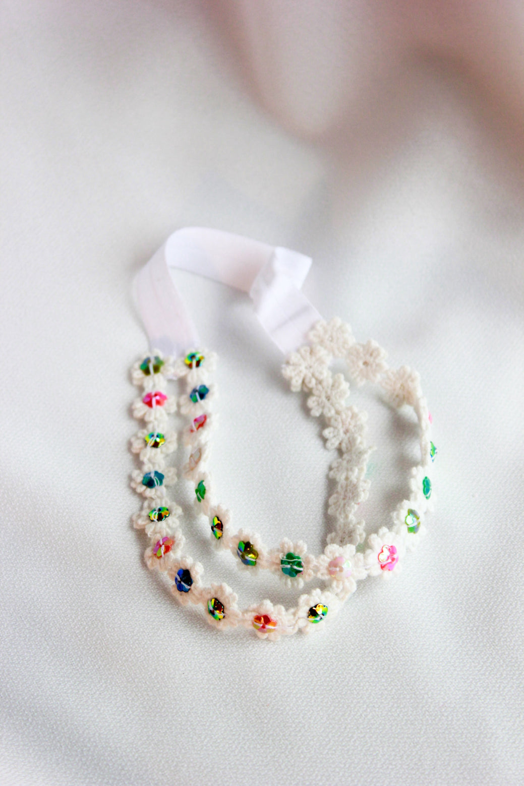 Choko Pearl Flower Detailing Headband for Baby Girls — White - Choko