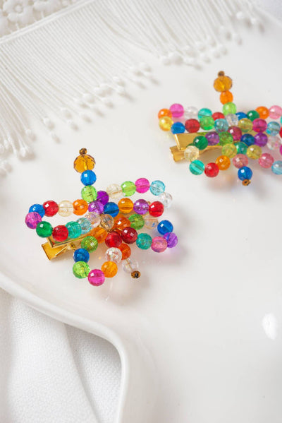 Choko Beaded Crystal Butterfly Hairclips for Girls — Multicolour
