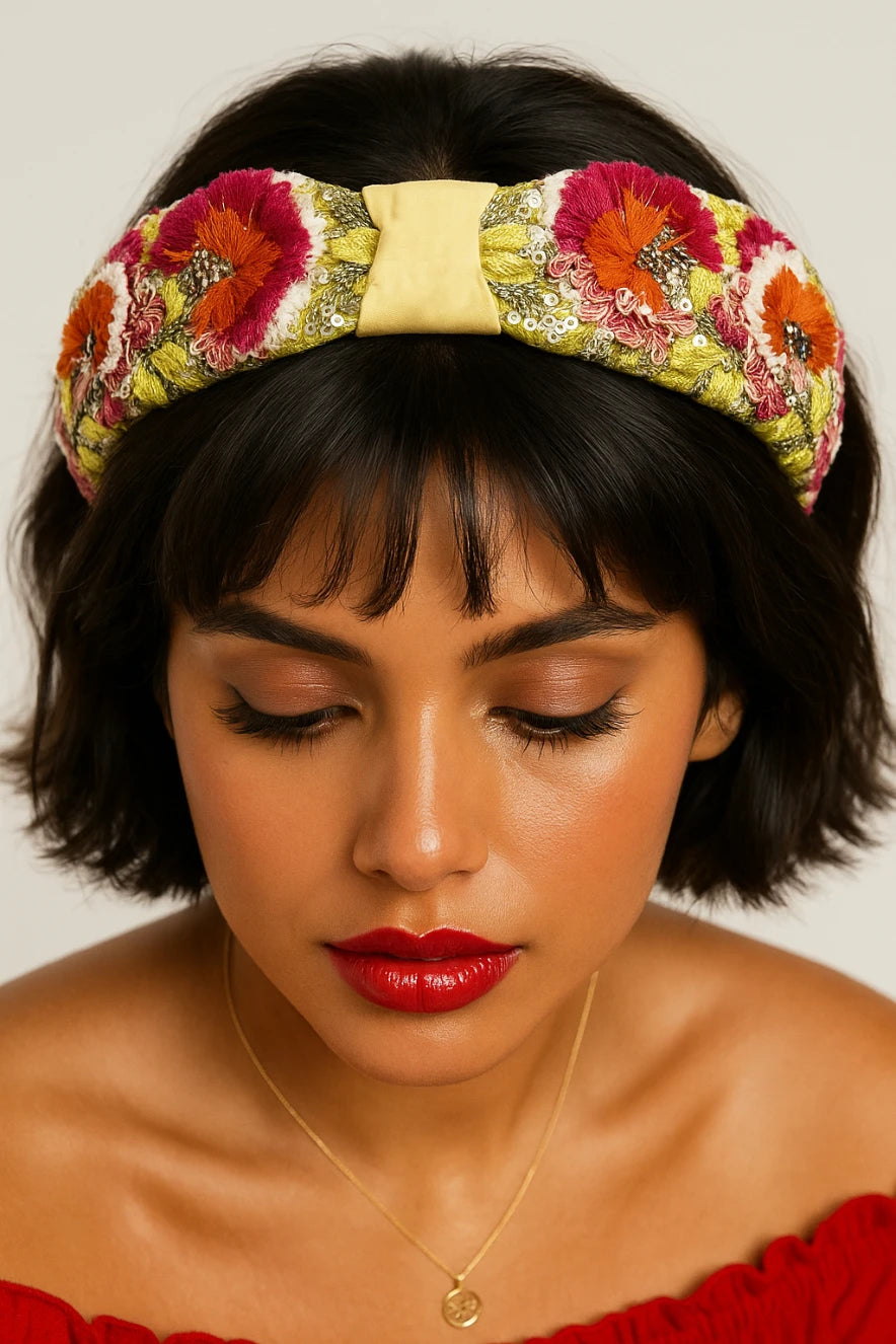 Lush Gardens Burgundy Headband