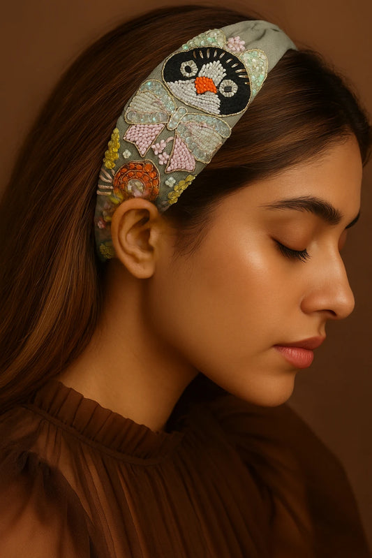 Gilded Flora Beaded Headband - Choko