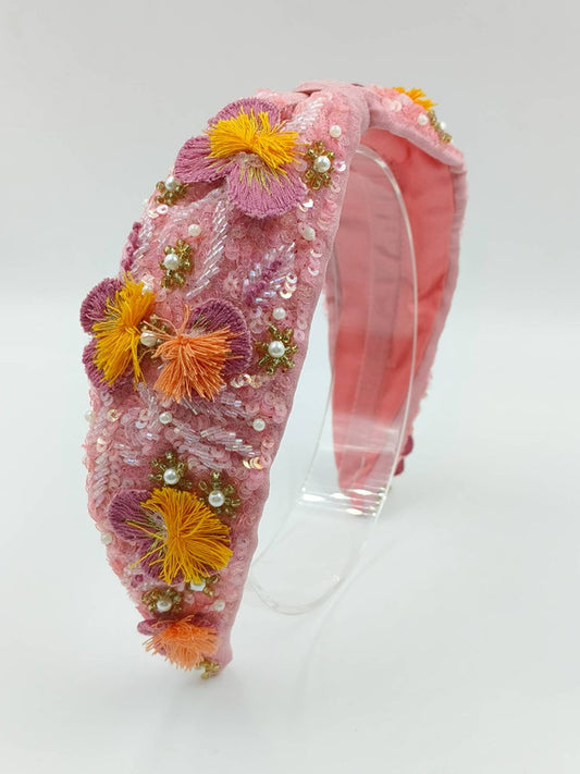 EmbroideRed Rose Sequinned Headband