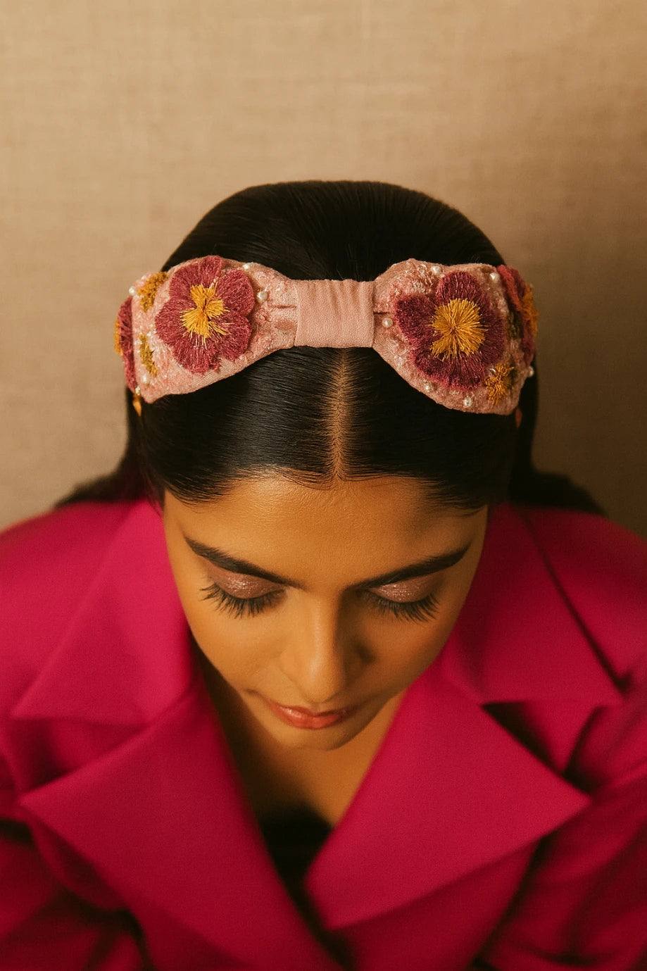 EmbroideRed Rose Sequinned Headband - Choko