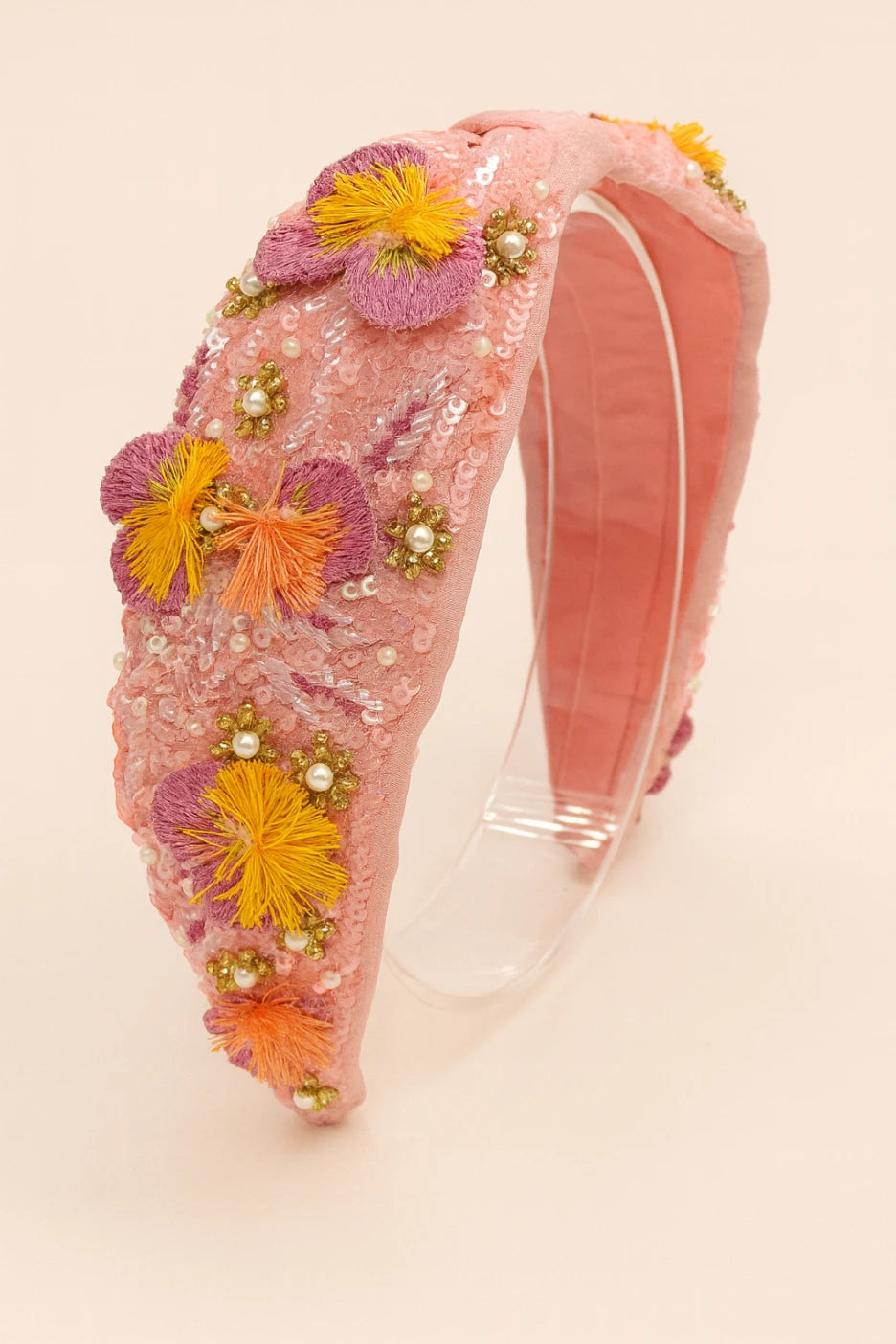 EmbroideRed Rose Sequinned Headband - Choko