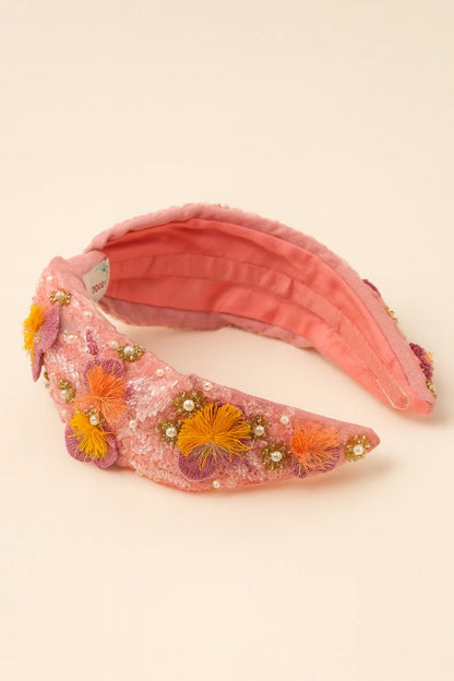 EmbroideRed Rose Sequinned Headband - Choko