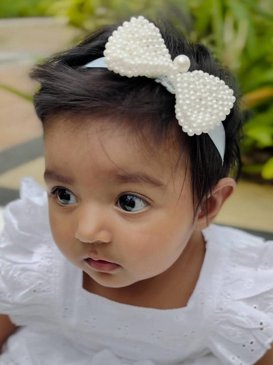 Pearl Bow Detailing Headband - Light Blue