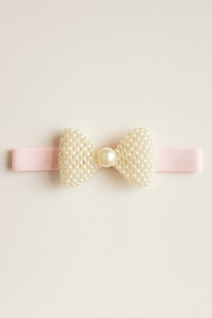 Choko Pearl Bow Detailing Headband for Baby Girls — Pink - Choko