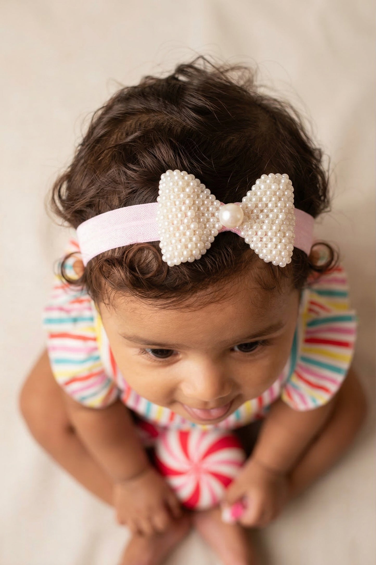 Choko Pearl Bow Detailing Headband for Baby Girls — Pink - Choko