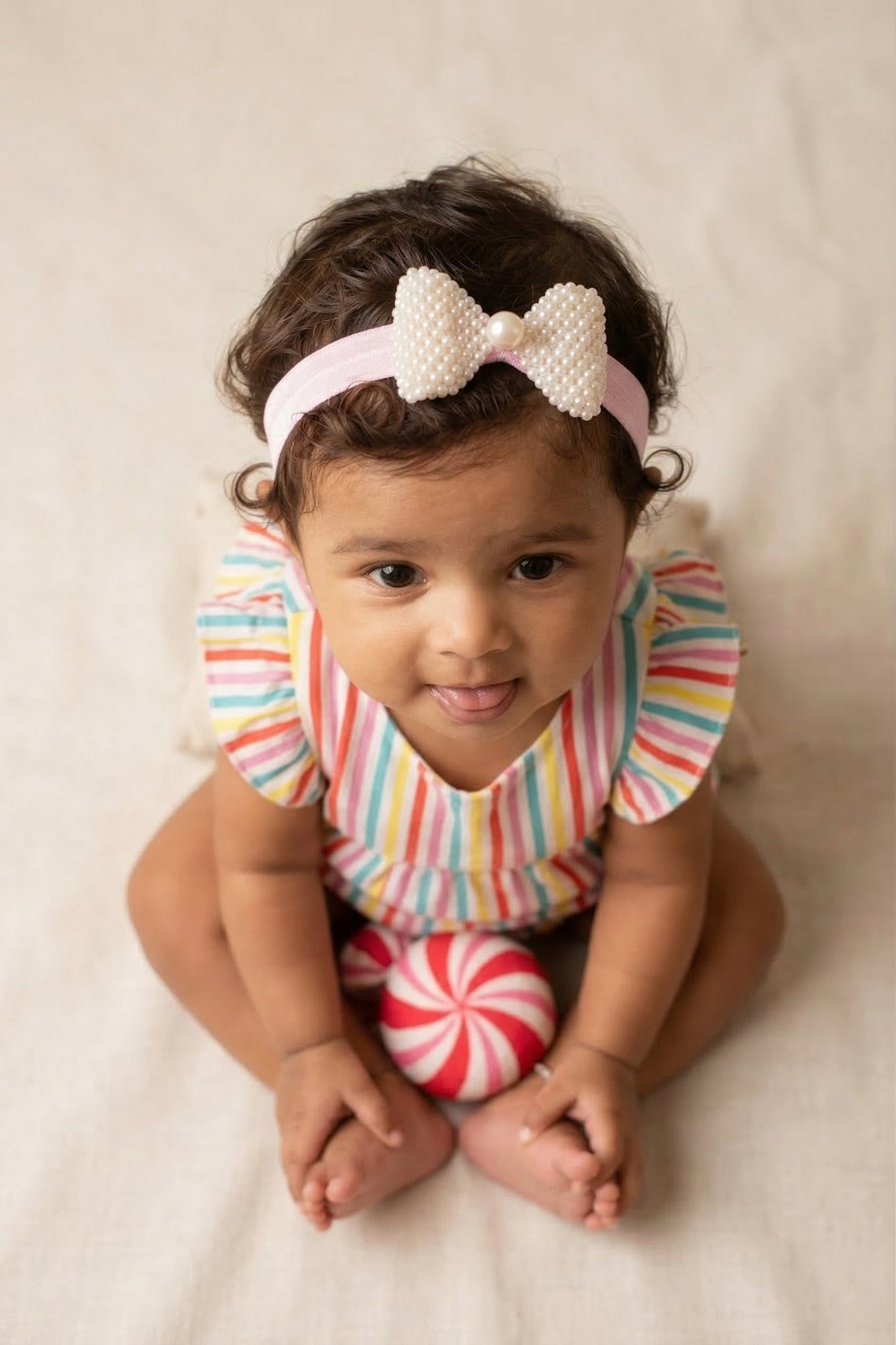 Choko Pearl Bow Detailing Headband for Baby Girls — Pink - Choko