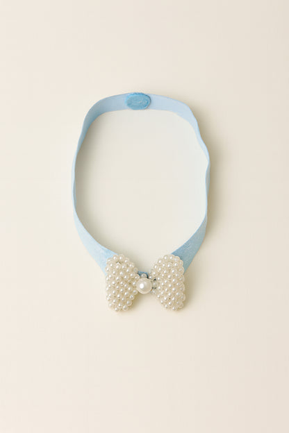 Choko Pearl Bow Detailing Headband for Baby Girls — Light Blue - Choko