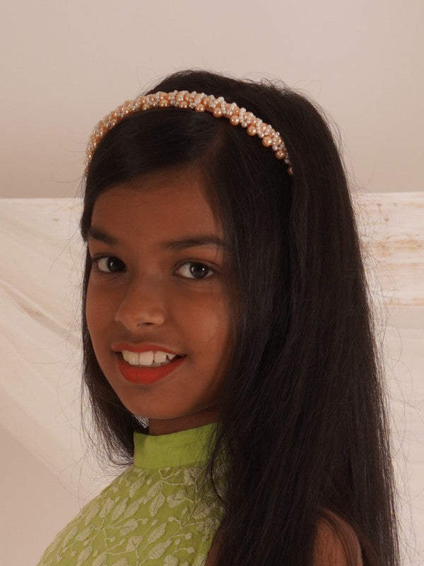 Amber Gems Pearl Hairband for Girls & Kids - Gold & White Harmony - Choko