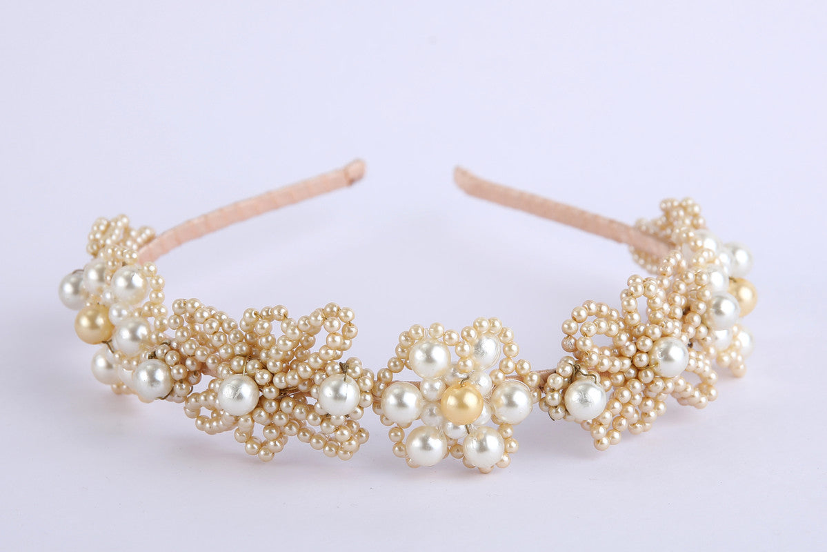 Ornamental Flora Pearl Hairband for Girls & Kids – Dual-Colored Elegance - Choko