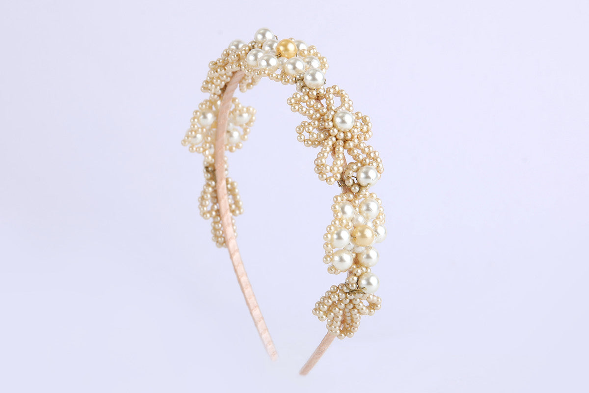 Ornamental Flora Pearl Hairband for Girls & Kids – Dual-Colored Elegance - Choko