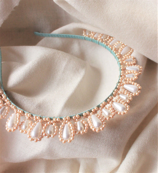 Ivory Iris Jeweled Headband for Girls - Pearl & Crystal Fusion
