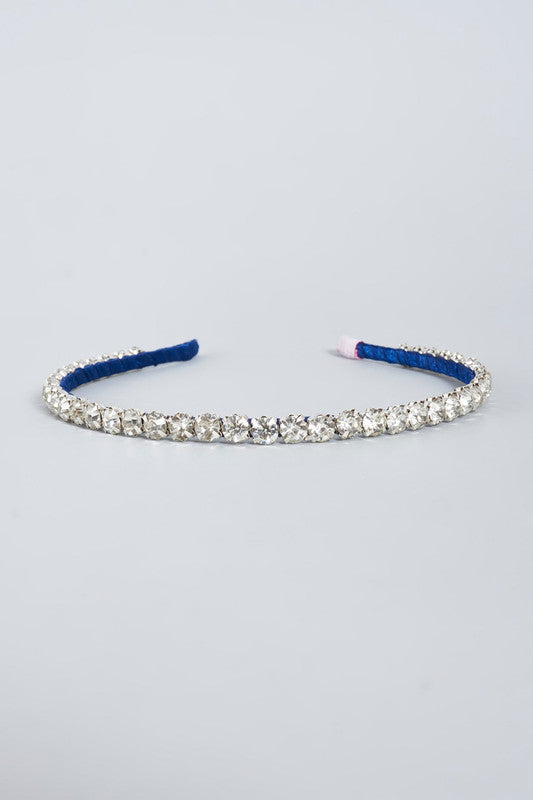 Choko Girls' Single Line Rhinestone Headband - Royal Blue Radiance