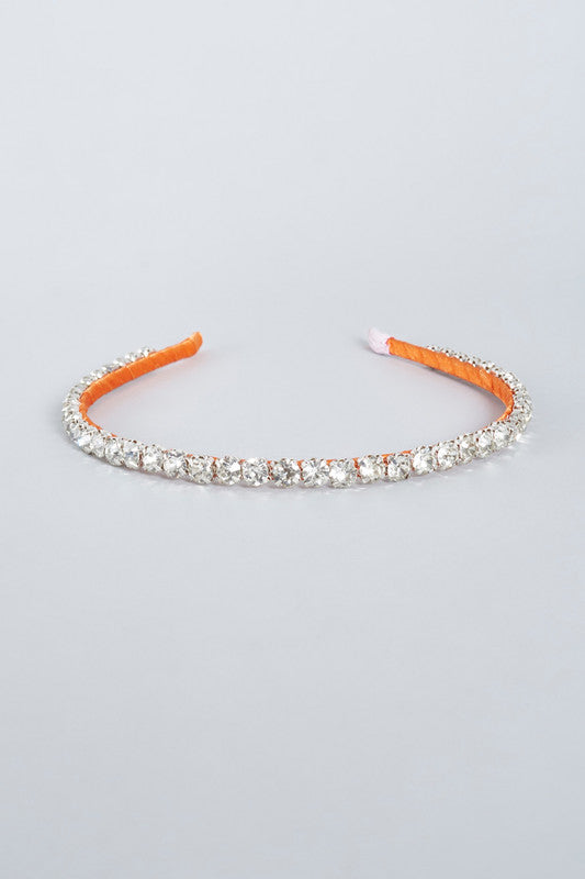 Choko Girls' Single Line Rhinestone Headband - Orange
