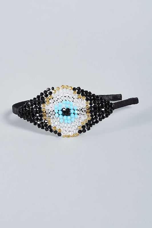 Sky blue evil eye hairband for girls