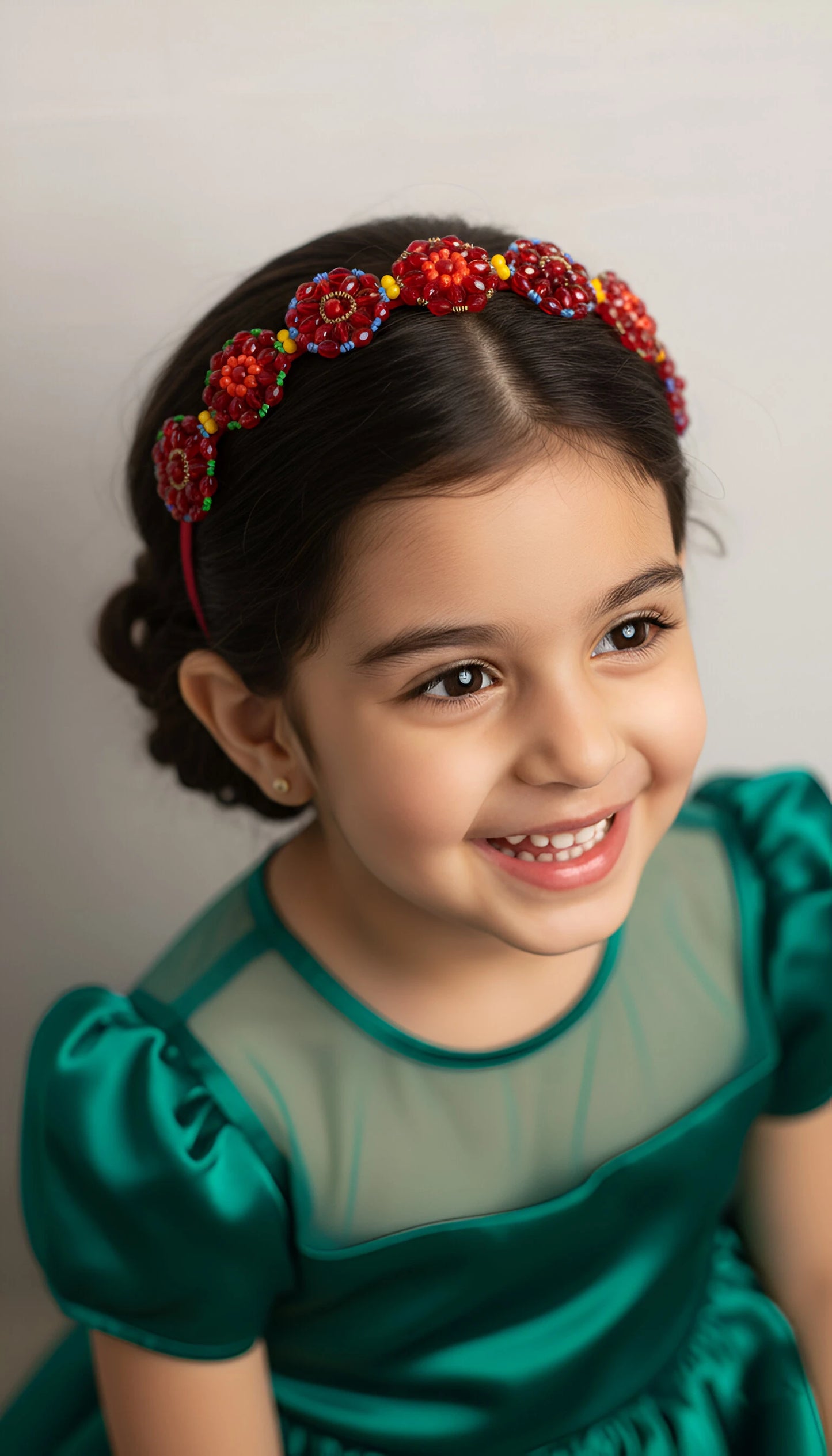 Red Bead & Pearl Hairband for Girls & Kids - Floral Accents by Choko - Choko