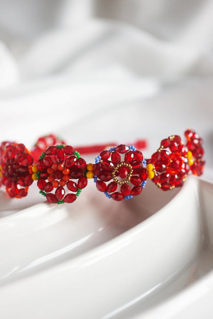 Red Bead & Pearl Hairband for Girls & Kids - Floral Accents by Choko - Choko