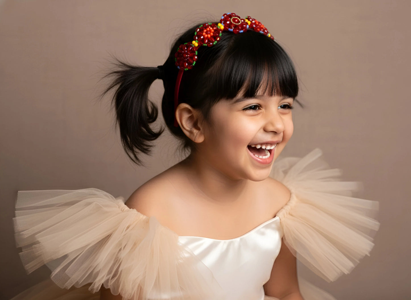 Red Bead & Pearl Hairband for Girls & Kids - Floral Accents by Choko - Choko