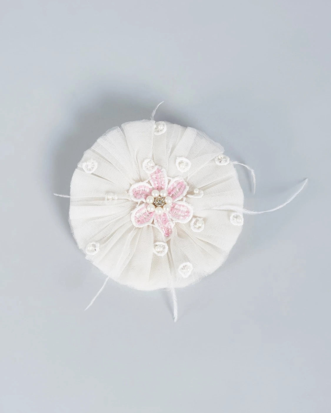 Net Lace Flower Hair Clip for Girls & Kids - White - Choko