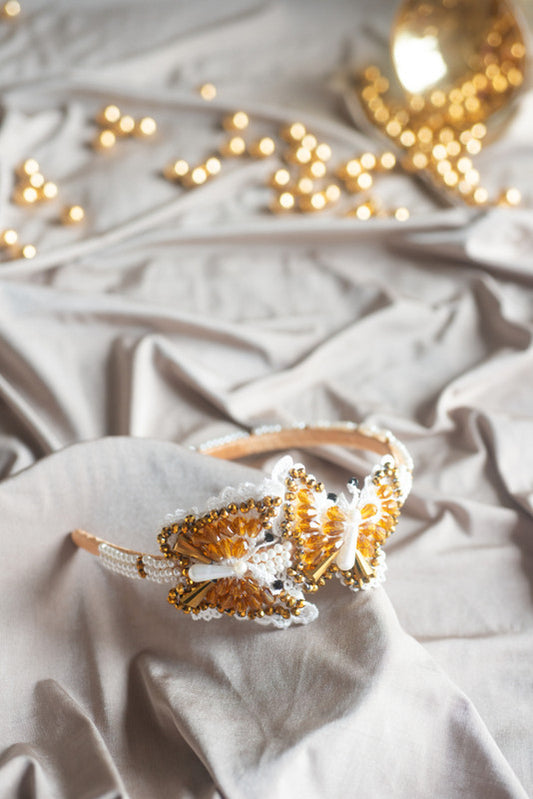 Golden Butterflies Driblet Hairband for Girls & Kids - Lucky Charm - Choko