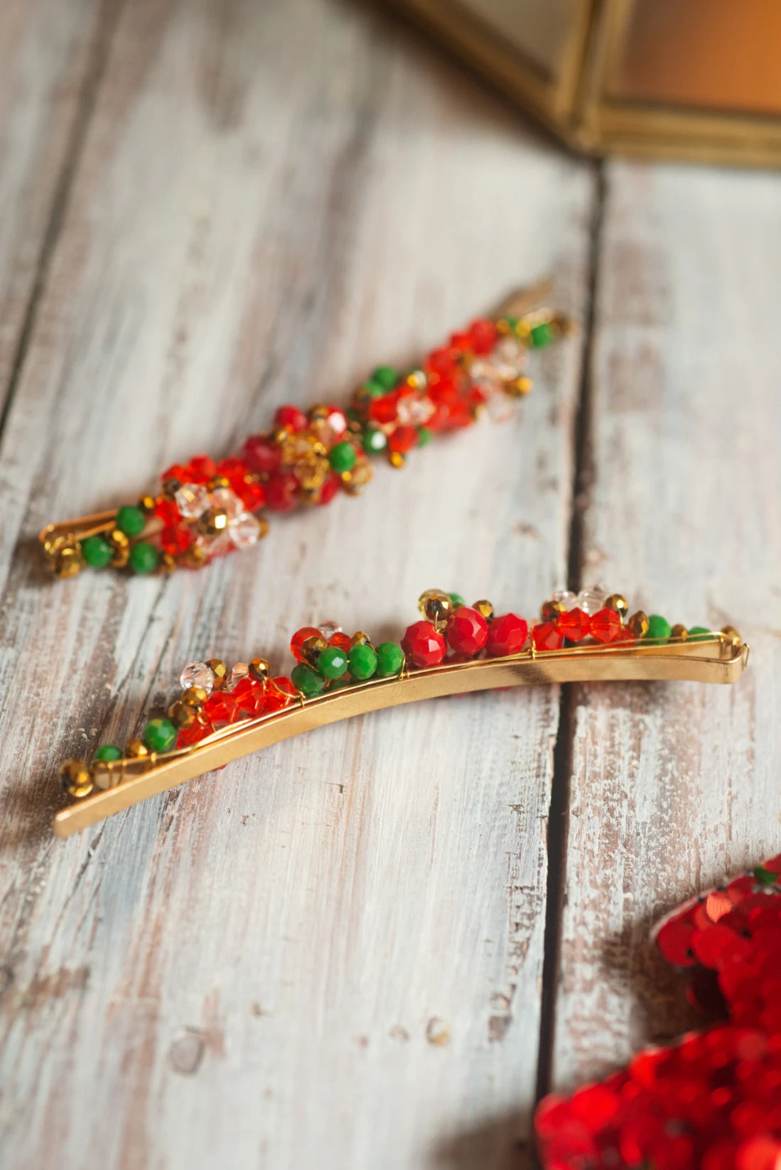 Verdurous-Scarlet Beaded Hair Clips (Set of 2) for Girls & Kids - Choko