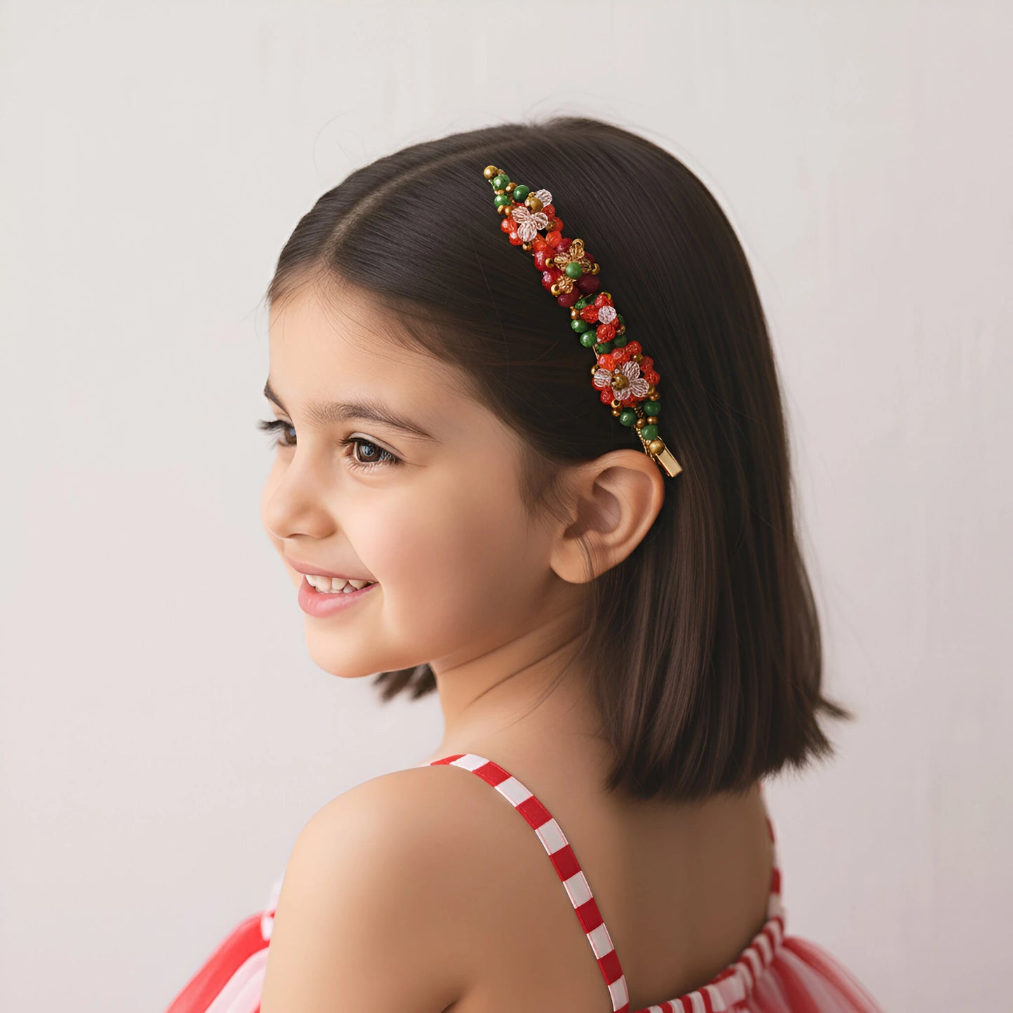 Verdurous-Scarlet Beaded Hair Clips (Set of 2) for Girls & Kids - Choko
