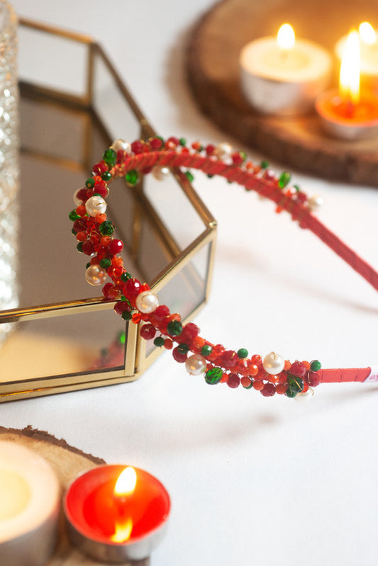 Lush Jewels Beaded Hairband – Holiday Pearl Edition