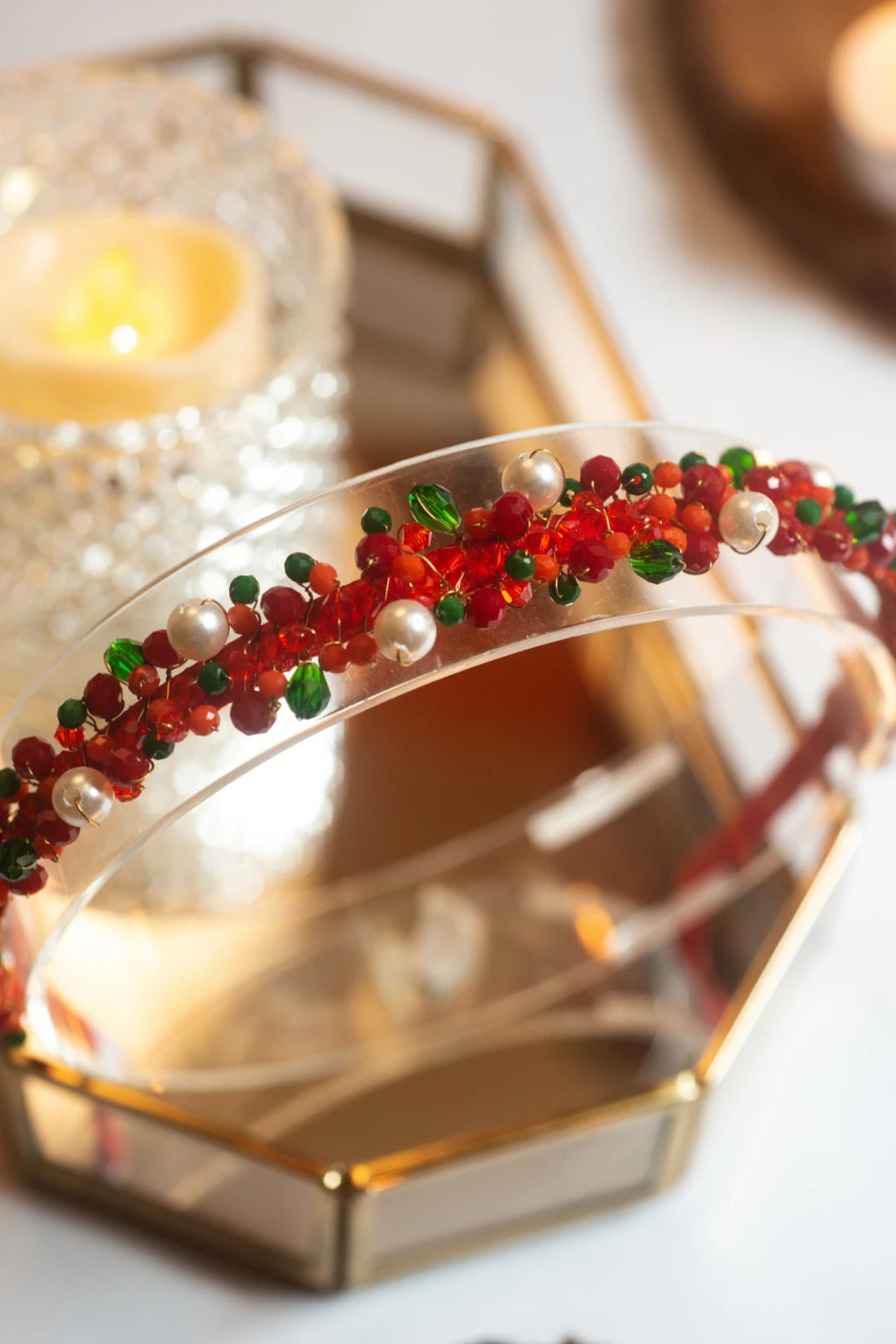 Lush Jewels Beaded Hairband - Holiday Pearl Edition - Choko