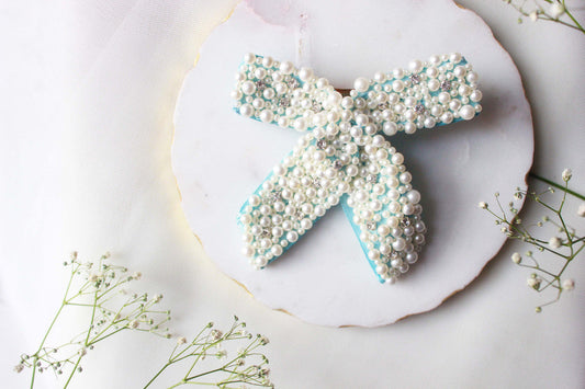Pearl Bead Work Hair Clip for Girls & Kids - Powder Blue Choko