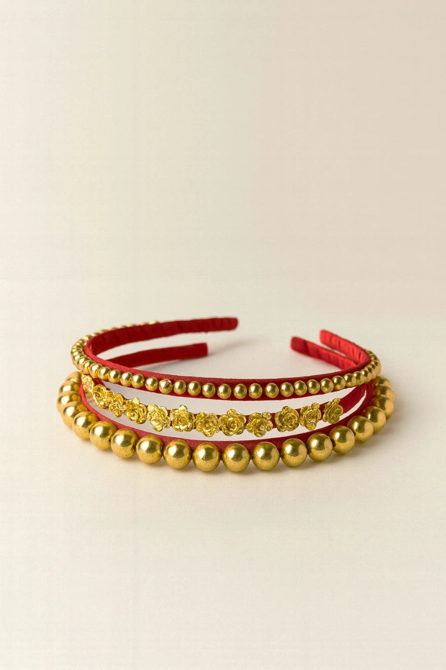 Rose and Pearly Hair Band - Set of 3 for Girls & Kids - Choko