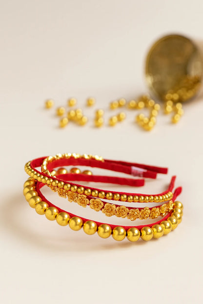 Rose and Pearly Hair Band - Set of 3 for Girls & Kids - Choko