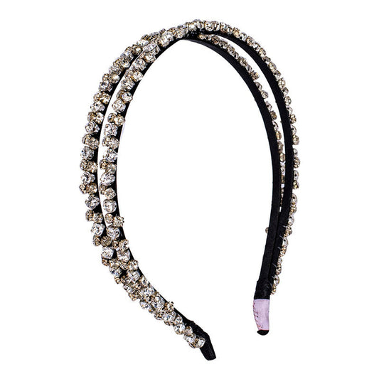 Elegant Stone Work Double Hairband for Girls & Kids – Cream Subtle Glow Choko