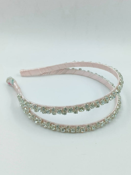 Elegant Stone Work Double Hairband - Pink