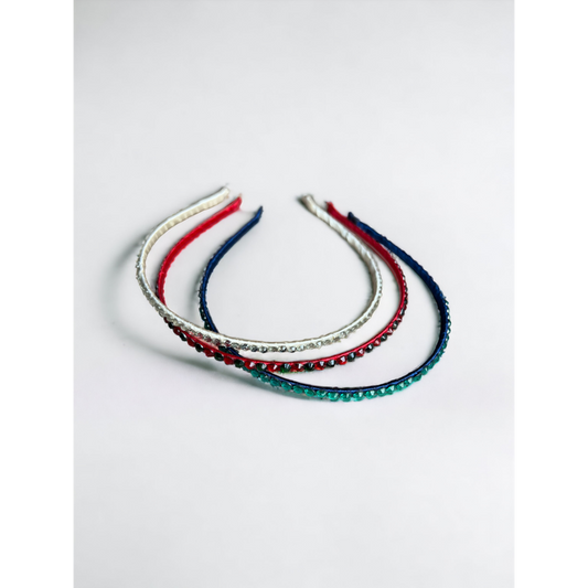 Trio Pack Girls' Hairbands - Nautical Blue, Classic Red, & Crystal White